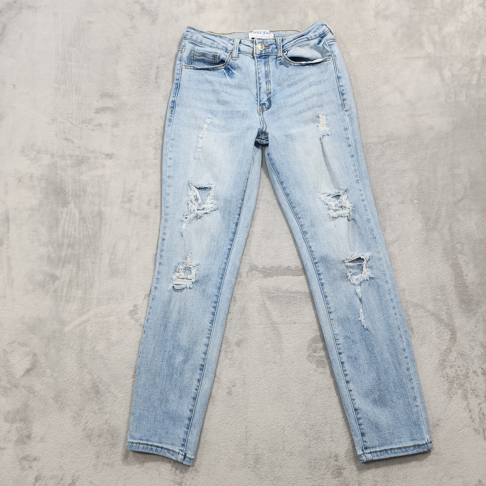 WAX JEAN Jeans Womens 3/26 Juniors Blue Mid Rise Skinny Distressed Stretch Denim